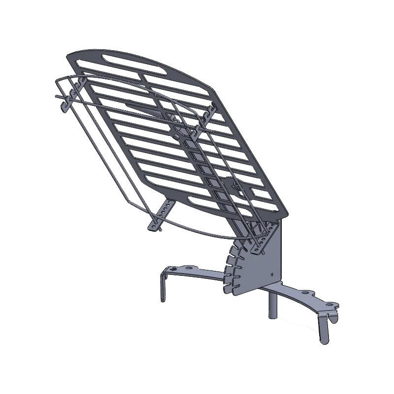 CAD Zeichnung des Beef-Rib-Halter-Modul schräg von der Seite für die Darstellung der Einrastmechanik