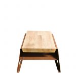 Remundi Hocker in Rostotik mit Holzablage